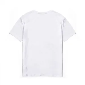 Men's solid white casual short sleeve t-shirt back view display for summer wardrobe styling.