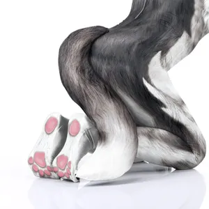 Husky cosplay zentai pak strak volledig lichaam kostuum met poten en dikke staart show