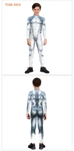 Detailed view of the kids animal cosplay digital printed full body jumpsuit showing front and back.
