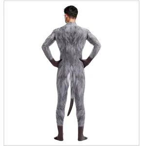 Vue arrière détaillée du bodysuit cosplay âne imprimé numériquement avec texture réaliste.