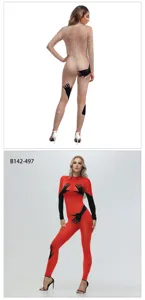 Long sleeve 3D digital print bodysuit stage costume for women, ideal for party wear.