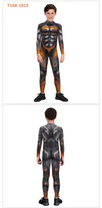 Children's animal cosplay printed jumpsuit, realistic muscle pattern costume for kids party.