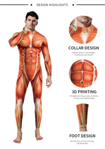 Gedetailleerd overzicht van het 3D geprinte spier bodysuit met opstaande kraag en slim fit.