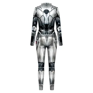 Marvel Superheld metallisch Rüstung Druck Langarm Body Cosplay Kostüm Jumpsuit Damen