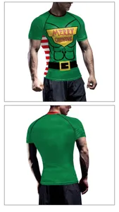 T-shirt de compression musculaire de Noël pour homme, manches courtes, fitness, séchage rapide