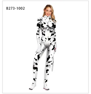 Combinaison Zentai Cosplay Imprimé Chien Dalmatien Adulte Corps Entier Extensible