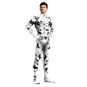 Combinaison Intégrale pour Adulte à Imprimé Dalmatien Costume de Cosplay d'Halloween Unisexe Déguisement Animal de Scène
