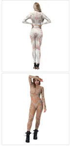 European and American cross-border digital print adult long sleeve tight jumpsuit stage performance apparel.