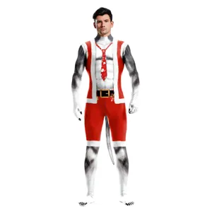 Unisex Christmas Husky Printed Cosplay Costume Full Body Zentai Jumpsuit