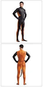 Mono de cosplay de animal realista para hombre con cola estampada para fiesta y escenario.