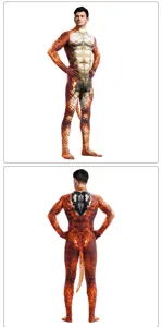 Men's snake print cosplay bodysuit stage performance tight jumpsuit animal costume.