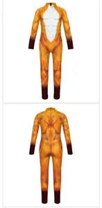 Animal cosplay jumpsuit, long-sleeve tiger costume for parties and role play performances.