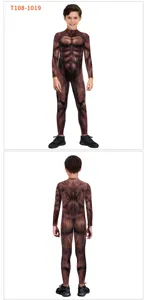Kids furry animal cosplay costume long sleeve jumpsuit Halloween party performance bodysuit.