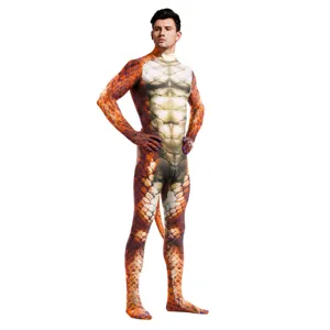Adult Unisex Animal Snake Skin Digital Printed Cosplay Full Body Jumpsuit Stretchy Stage Performance Costume