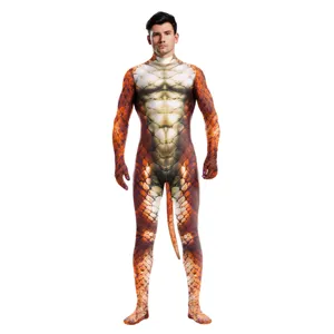 Men's snake pattern full body spandex zentai suit animal cosplay performance costume bodysuit