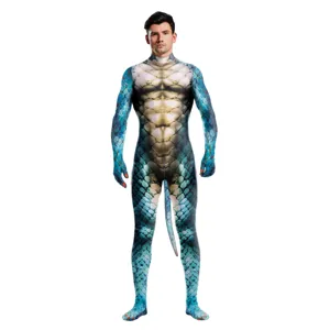 Snake print cosplay catsuit for men and women, perfect for stage shows and theme parties.