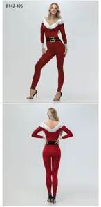 Detailed view of the Christmas 3D printed slim long-sleeve women jumpsuit back and front.