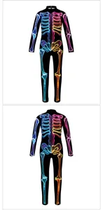 Halloween Kinder Skelett Langarm Jumpsuit Digitaldruck Kinder Performance Kostüm