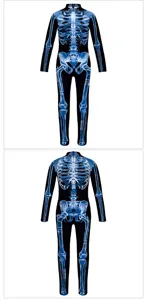 Kinder Halloween gruseliges X-Ray Skelett Druck Langarm Jumpsuit Performance Kostüm Detail