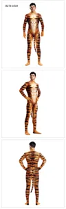 3D tiger print muscle zentai suit full body costume for adult party stage performance