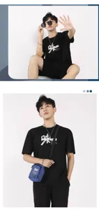 Men black short sleeve t-shirt casual slim fit summer stylish apparel top daily wear