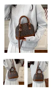 Stylish brown dome handbag for women, versatile crossbody shoulder bag for daily use.