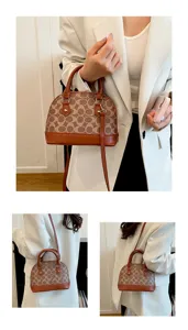 Women's dome handbag stylish monogram print top handle casual shoulder crossbody bag daily commute