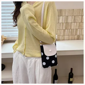 Women canvas polka dot crossbody bag small shoulder phone bag summer casual cute handbag