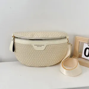 Sac de selle tressé femme été sac bandoulière élégant sac à main mode sac décontracté