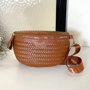Sac à Main de Selle Tissé en Cuir PU pour Femme Sac Bandoulière Décontracté et Élégant Sac à Main Uni Tendance Pour Trajet Quotidien
