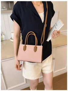 Koreanischer Stil rosa braune Umhängetasche, ideal für den Weg zur Arbeit, schicke Freizeittasche.