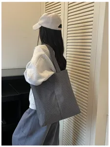 Casual καρό τσάντα shopper για γυναίκες, μεγάλη τσάντα ώμου καθημερινής χρήσης.