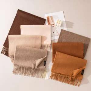 Gemütlicher Herbst und Winter einfarbiger Kaschmirschal mit Fransen weiches warmes Accessoire.