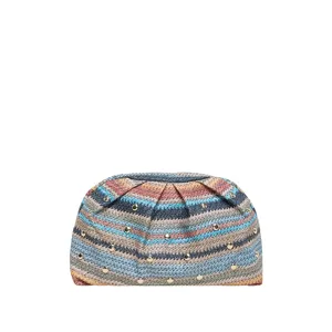 Sac pochette femme tisse multicolore, grande capacite plage vacances chic sac a main