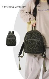Zaino casual con stampa leopardata camouflage moda viaggio borsa da scuola per studenti