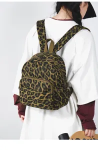 Zaino in tela con stampa leopardata borsa casual per la scuola vista dettagliata