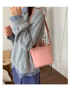 Roze casual pendelaar canvas schoudertas voor dames, lichte handtas, stijlvolle dagelijkse tas.