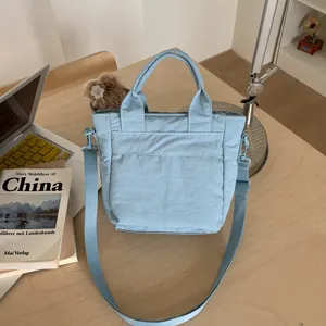Casual canvas shopper detailweergave, lichte schoudertas voor dagelijks gebruik stijl.