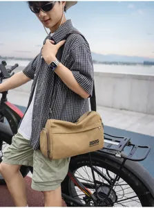 Borsa a tracolla in tela casual da uomo, grande borsa messenger da commuter elegante.