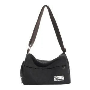 Borsa a tracolla in tela nera per uomo donna borsa messenger di grande capacità