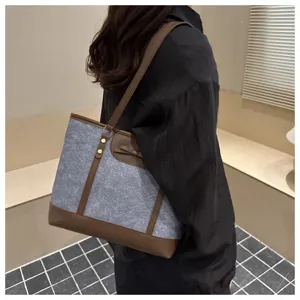 Casual women denim shoulder tote bag large capacity stylish handbag for daily commuting travel