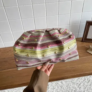 Γυναικεία Μοντέρνα Vintage Πτυχωτή Τσάντα Clutch από PU Δέρμα Υφαντή Τσάντα Cloud Casual Στυλ Διακοπών