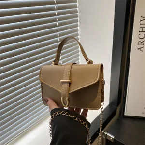 Minimalist khaki women shoulder bag, chic top handle crossbody bag for daily commuter style.