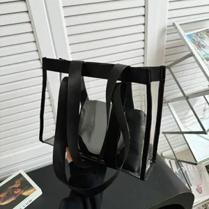 Donne Trasparente PVC Borsa Tote Casual Gelatina Borsa a Tracolla Chiara Borsa a Mano Quotidiano Borsa Commuter Moda Borsa da Spiaggia