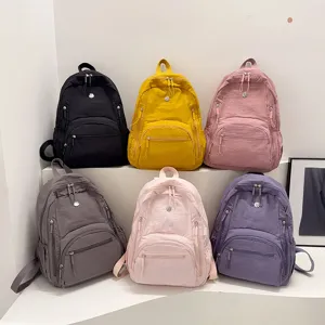 Fashion solid color casual backpack women large capacity school bag multi color option main view