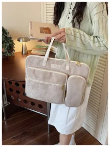 Borsa per laptop a scomparti multipli, elegante valigetta capiente per lavoro quotidiano.