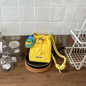 Zomer Casual Canvas Mesh Crossbody Tas Draagbare Mini Emmer Tas Lichtgewicht Telefoon Tas Met Trekkoord Hanger Voor Dames