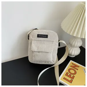 Corduroy small square crossbody bag for women, minimalist daily casual shoulder bag.