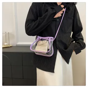 Clear jelly crossbody bag for women summer fashion transparent shoulder bag with cute inner pouch.