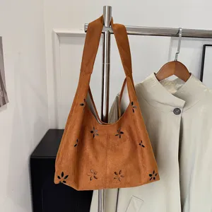 Large capacity women tote bag, new frosted suede shoulder bag for casual daily commuting work.